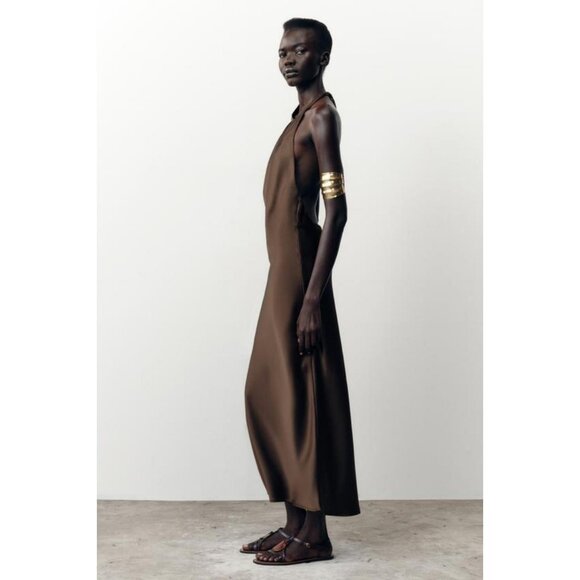 ZARA HALTER MIDI DRESS - Picture 5 of 10